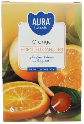 Produktbild von AURA CANDLES Teelichte Duft 6er Orange farb. Faltschachtel