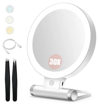 Imagen del producto de Solidchoice - Espejo de mesa amplificador de doble cara para maquillaje y cosméticos - Blanco, 30x