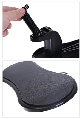 Zdjęcie produktu dla Obrotowy, wygodny i antypoślizgowy podłokietnik komputerowy – ergonomiczne podparcie ramion do biurka w domu, kolor czarny