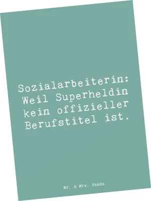 Produktbild von Mr. & Mrs. Panda Postkarte Spruch Sozialarbeiterin Heldin - Meeresbrise - Geschenk, Berufsleben, Ansichtskarte, soziale Arbeit, Vertrauen, kreative Geschenke, Beruf