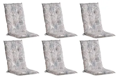 Produktbild von Gartenstuhlauflagen - Taupe - Anthrazit - Hochlehner - mit Stehsaum - 6er Set