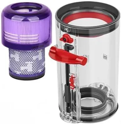 Produktbild von Staubbehälter Ersatz für Dyson V11 V15 SV14 SV17 SV22 SV28 - Großer Auffangbehälter mit HEPA Filter Zubehör - Verbesserte Dichtung & Saugkraft Staubsauger Ersatzteile - Teile-Nr. 970050-01 & 965443-01