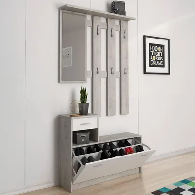 Image de Garolfo - Meuble d'Entrée, 100x26x190h cm Blanc, Miroir Inclus