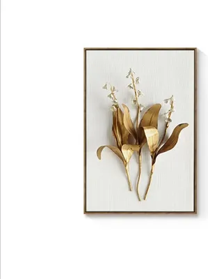 Produktbild von TPFLiving Kunstdruck LW-47 (OHNE RAHMEN) Poster - Leinwand - Wandbild - Hochauflösender Giclée-Druck, langlebig und hochwertig - Nordic Art - Goldene 3-D Blumen -  - Größe: 40x50cm