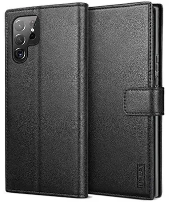 Image de Coque de protection pour Samsung Galaxy S22 Ultra, noire, à rabat