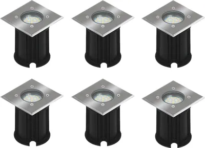 Produktbild von 6er-Set LED-Bodeneinbaustrahler Outdoor, eckig befahrbar 800 kg IP65