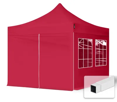 Produktbild von TOOLPORT 3x3m Stahl Faltpavillon, inkl. 4 Seitenteile, rot