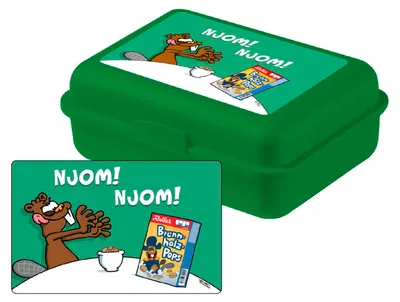 Produktbild von Ralph Ruthe Brotdose - Biber Njom! Njom! Lunchbox Butterbrotdose mit Trennwand Grün