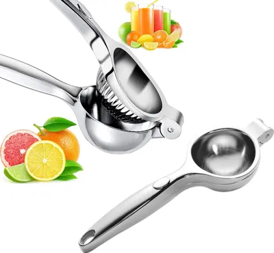 Produktbild von 2er Set Zitronenpresse | manuelle Handpresse  - Zitruspresse für Zitronensaft | Limettenpresse | massive Hand Saftpresse | robuster Entsafter - Fruchtpresse Zinklegierung mit ergonomischem Griff