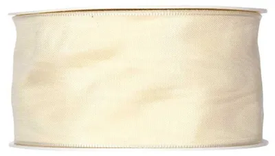 Produktbild von Dekoband Dekoseide Taft mit Moire Tischband 50mm 25m Hochzeit Feier Schleife, Farbe:creme