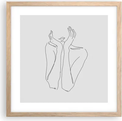 Produktbild von Gerahmtes Poster - Rahmen in heller Eiche - Träumerei Frau Skizze - 40x40 cm - Wand Bild - Wanddeko - Wandbilder - Kunstposter - Wandposter - Bilderrahmen - Bilder - Kunstdruck - P2NAC40x40-4414