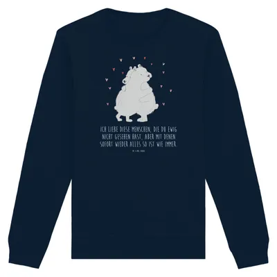 Produktbild von Mr. & Mrs. Panda Baumwoll Pullover Eisbär Umarmen Größe L - French Navy - Geschenk, Bio, Lustige Sprüche, Sweatshirt, Sweater, Pulli