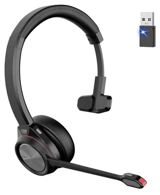 Produktbild von Bluetooth Headset mit Mikrofon Mono Kabellos Headset mit Mikrofon und USB Dongle für PC 30 Stunden Sprechzeit Wireless für Computer Teams Zoom Laptop Büro