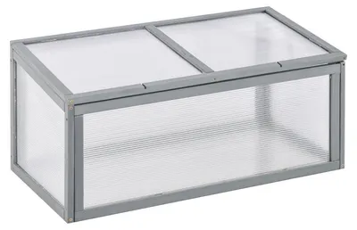 Productafbeelding van Mini-broeikas - Houten opkweekbak voor planten | Kleur: Grijs | Afmetingen: 46x90x40 cm