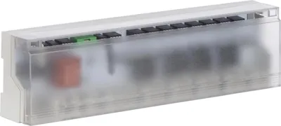 A product shot of an electronic device with a transparent casing.