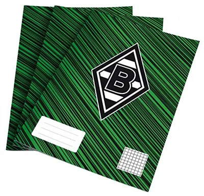 Produktbild von Borussia Mönchengladbach Schulhefte 3er Pack Fussball Grün/Schwarz