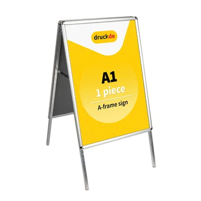 Image de Support A1 - 1 pièce - Panneau de trottoir - Panneau publicitaire double face - pliable et stable pour affiches - Panneau de trottoir en aluminium - Film de protection en PVC
