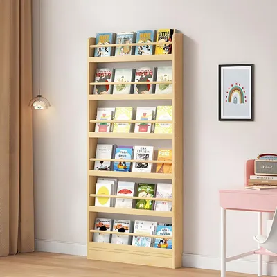 Immagine prodotto di Libreria per cameretta, 6 ripiani, legno colorato, dimensioni 70x10x178 cm, con sistema antiscottatura, salvaspazio