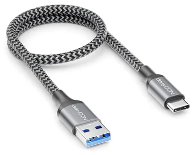 Produktbild von deleyCON 0,30m USB-A auf USB-C Kabel Kurz USB 3.0 5Gbps - Ladekabel Datenkabel - für Smartphone iPhone 17 16 iPad Galaxy S26 25 A17 A56 Tablet MacBook Notebook Kamera HDD SSD Externe Festplatte