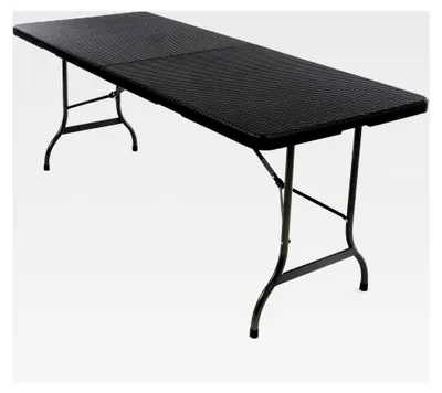 Produktbild von Klapptisch 183 x 76 x 74 cm schwarz Rattan-Optik für Catering und Garten