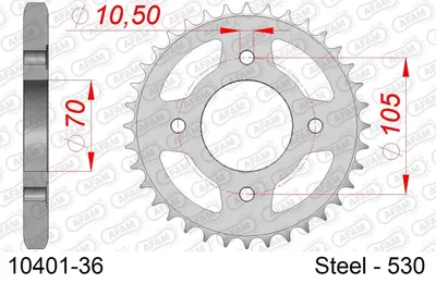 Produktbild von AFAM Kettenrad 10401-36 radseitig Hinten 0,98kg