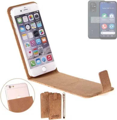Produktbild von K-S-Trade Handyhülle kompatibel mit Doro 8200 Kork Hülle Flipstyle Case Schutzhülle Kork Case Hülle Flip cover Klapphülle Klapp, braun 1x