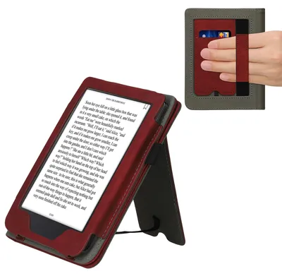 Produktbild von kwmobile Schutzhülle kompatibel mit Kobo Clara 2E / Tolino Shine 4 Flip Hülle - Cover mit Handschlaufe - Herz Brush Dunkelrot