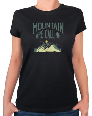 Produktbild von Huuraa Damen T-Shirt Mountain are calling Berge XXL Black Bio Baumwolle Fairtrade Damenshirt Geschenkidee