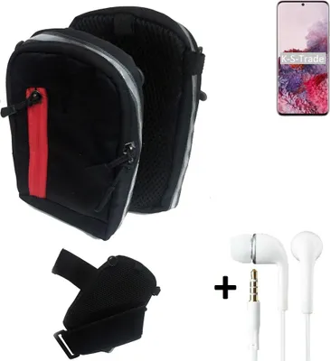 Produktbild von K-S-Trade Outdoor Gürteltasche Holster Umhängetasche + Kopfhörer kompatibel mit Samsung Galaxy S20 5G Exynos schwarz Handy Tasche Case travelbag