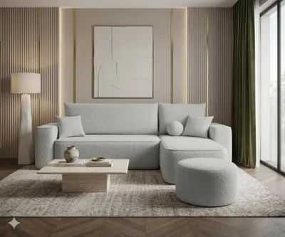 Produktbild von CORNERO Ecksofa TEXAS mit Schlaffunktion Couch in L-Form mit Stauraum Eckcouch mit Bettkasten Sofa in L-Form Grau Ottomane rechts