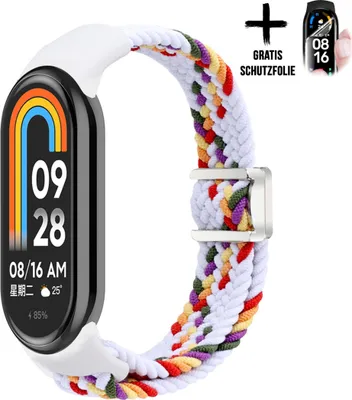 Produktbild von Armband Für Xiaomi Smart Band 8 9 * Bunt-Weiss * Nylon Magnet Uhrenarmband Armband Zubehör Ersatz Moe-Pley™