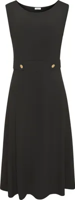 Produktbild von LASCANA Midikleid mit dekorativen Riegeln und goldenen Zierknöpfen, bügelfreie Qualität schwarz Größe 42