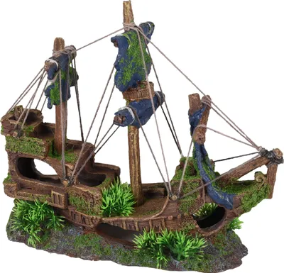 Image de Décoration aquarium grande épave de navire cachettes poissons