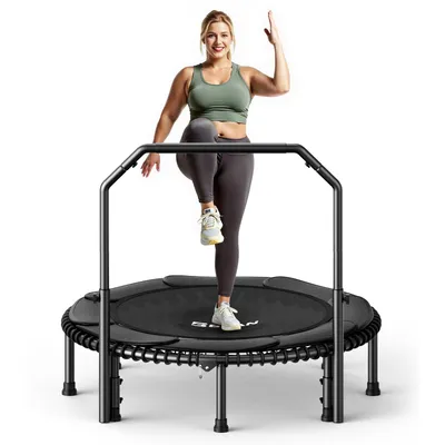Produktbild von BCAN 48“ Rebounder-Trampolin für Erwachsene, 226 kg Tragkraft, Bungee-Seilen, Verstellbarer Griff, stabil, leise, Innen/außen, Ganzkörpertraining