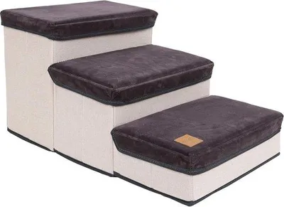 Produktbild von Hunderund-Katzenleiter mit Faltschritt - Braun - Sturmsicherheitsleiter - Traglast bis 29 kg
