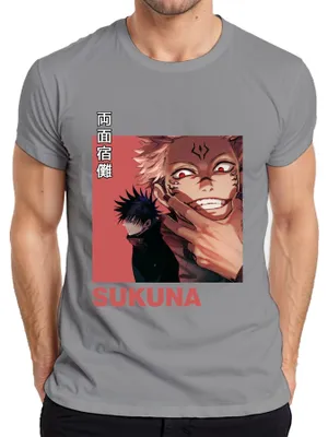 Immagine prodotto di Maglietta da uomo Jujutsu Kaisen Sukuna 両面宿儺 Anime Aesthetics Curse Villain Gift, Grigio, M