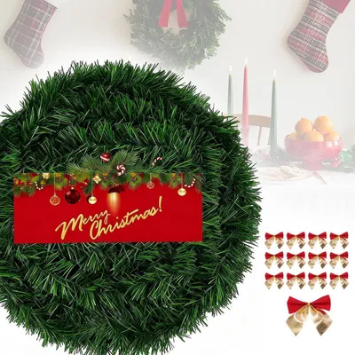 Obrázok produktu pre Vianočná girlanda, 10 metrov, s 45 mašľami, umelá, neosvetlená, priemer 9 cm