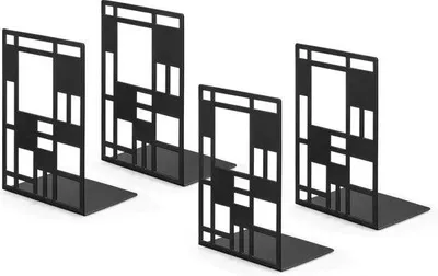 Produktbild von Famanu Bücherstütze Metall, schwarz, 2 Paar - robust und dekorativ