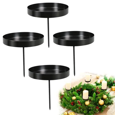 4er-Pack Kerzenhalter für Adventskranz, 8 cm, Metall, Schwarz