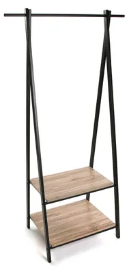 Stehende Garderobe, 150x45x75 cm, Metall/Holz, braun-schwarz