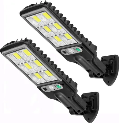 Produktbild von 2 Stück Außen LED Solar Lampe Garten Straßenleuchte 3 Lichtmodi Bewegungssensor Wandleuchte Straßenlampe