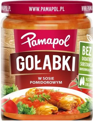 Zdjęcie produktu dla Pamapol - Gołąbki w sosie pomidorowym ręcznie zawijane 500g