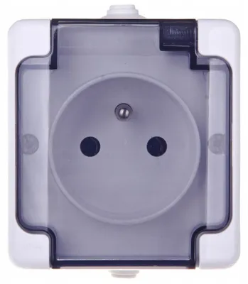 Productafbeelding van BRYZA Enkele, afgedichte stopcontactdoos met/zonder IP54-bescherming, met rookmelderklep, wit. Artikelnummer: 181432 / 20 stuks per verpakking