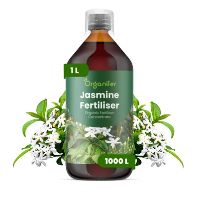 Obrázok produktu pre Jasmín, tekuté hnojivo, 1 l – vzorec NPK 2-1-8 – vhodné pre jasmín – podporuje zdravý rast, silné výhonky a tvorbu kvetov – organické hnojivo