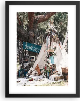 Produktbild von Gerahmtes Poster - Schwarzer Rahmen - Jungvermählten Liebe Landschaft - 30x40 cm - Wand Bild - Wanddeko - Wandbilder - Kunstposter - Wandposter - Bilderrahmen - Bilder - Kunstdruck - P2BPA30x40-4642