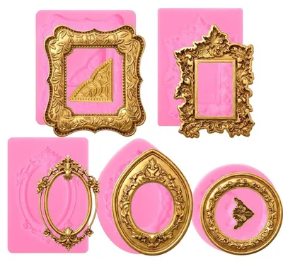Image de Moules en silicone pour cadres photo, lot de 5, couleur rose