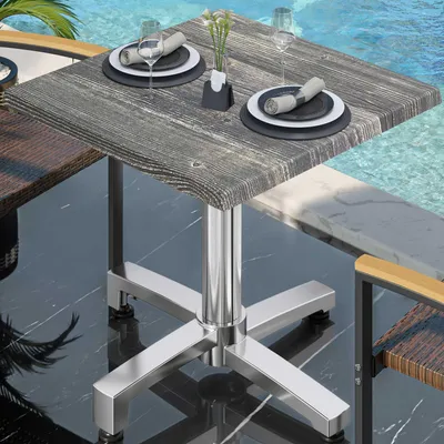 Produktbild von WBO | Bistro Außen Tisch | B:T:H 60 x 60 x 78,5 cm | Rustikal Kiefer / Aluminium | Quadratisch | Bistro Tisch Gastro Tisch
