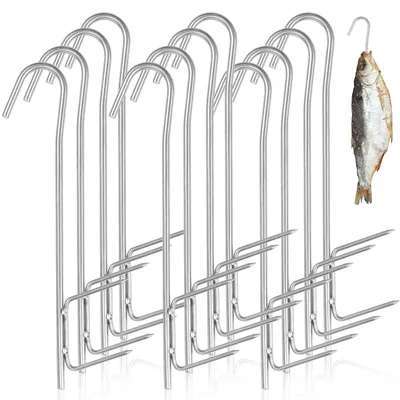 Immagine prodotto di Omgoods - 12 ganci in acciaio inossidabile per affumicare pesce e carne