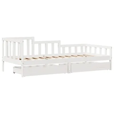 Obrázok produktu pre Denná posteľ so zásuvkami biela 90x200 cm masívna borovica