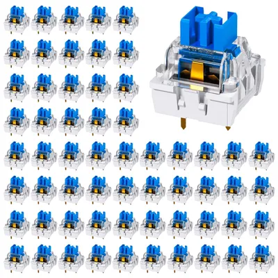 60 Stück mechanische Tastaturschalter, blau, transparent, Clicker